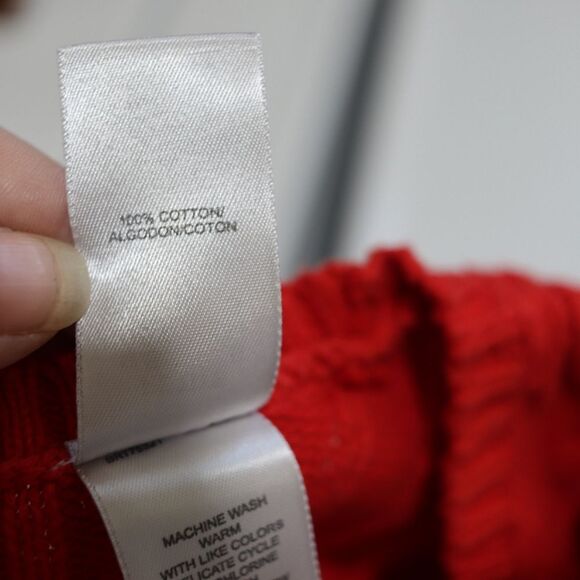 Villager Petite Small 100% Cotton Red Cable Knit Sweater Scoop Neck Pullover - Picture 14 of 14